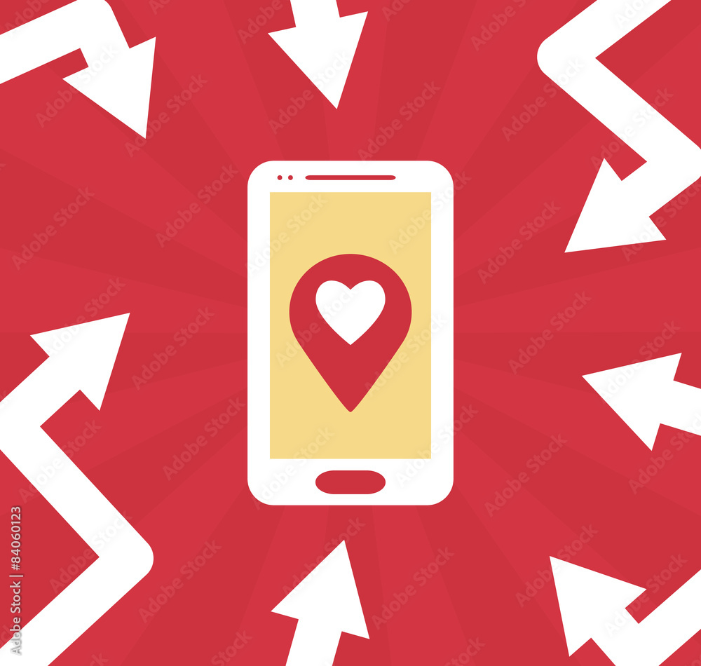 Smartphone mobile gps flat illustration with arrows Smartphone mobile gps flat illustration with arrows