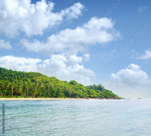 Tropical forest  sea coast and mountains. Siamese bay  Phangan  Thailand.