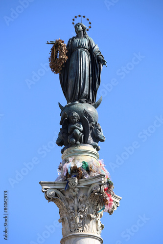 Virgin Mary on top at Piazza di Spagna in Rome, Italy