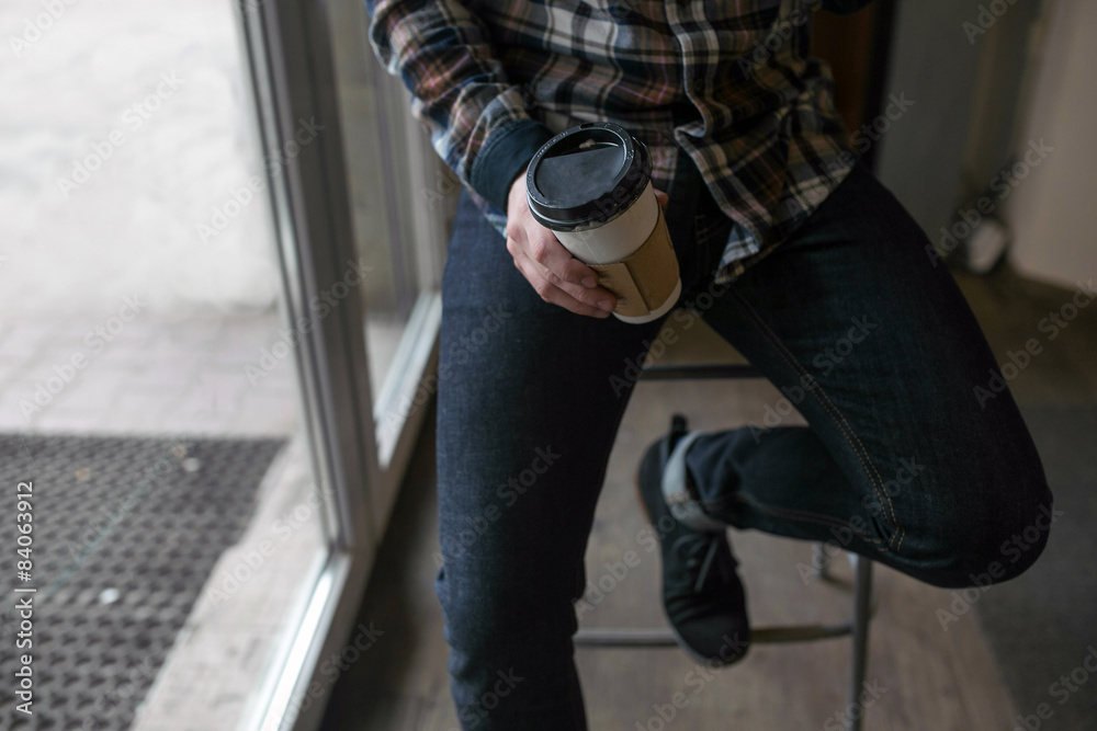 Confident man posing in selvedge jeans Confident man posing in selvedge jeans