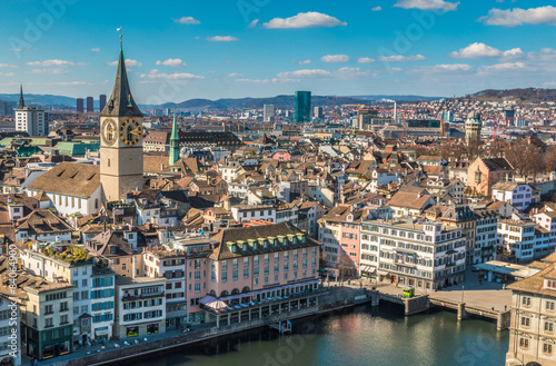 Nice view of old town Zurich in Switzerland
