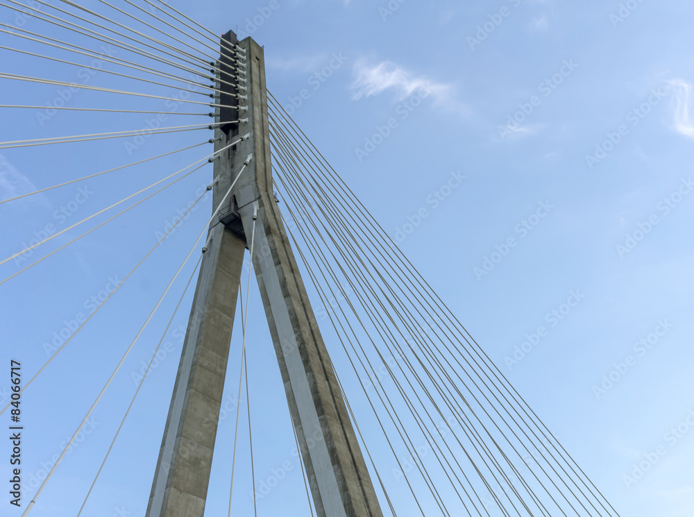 Detail of the cable-stayed bridge - Holy Cross Bridge, Warsaw Detail of the cable-stayed bridge - Holy Cross Bridge, Warsaw