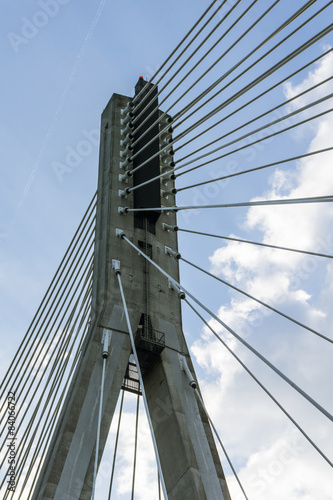 Fototapeta Naklejka Na Ścianę i Meble -  Detail of the cable-stayed bridge - Holy Cross Bridge, Warsaw
