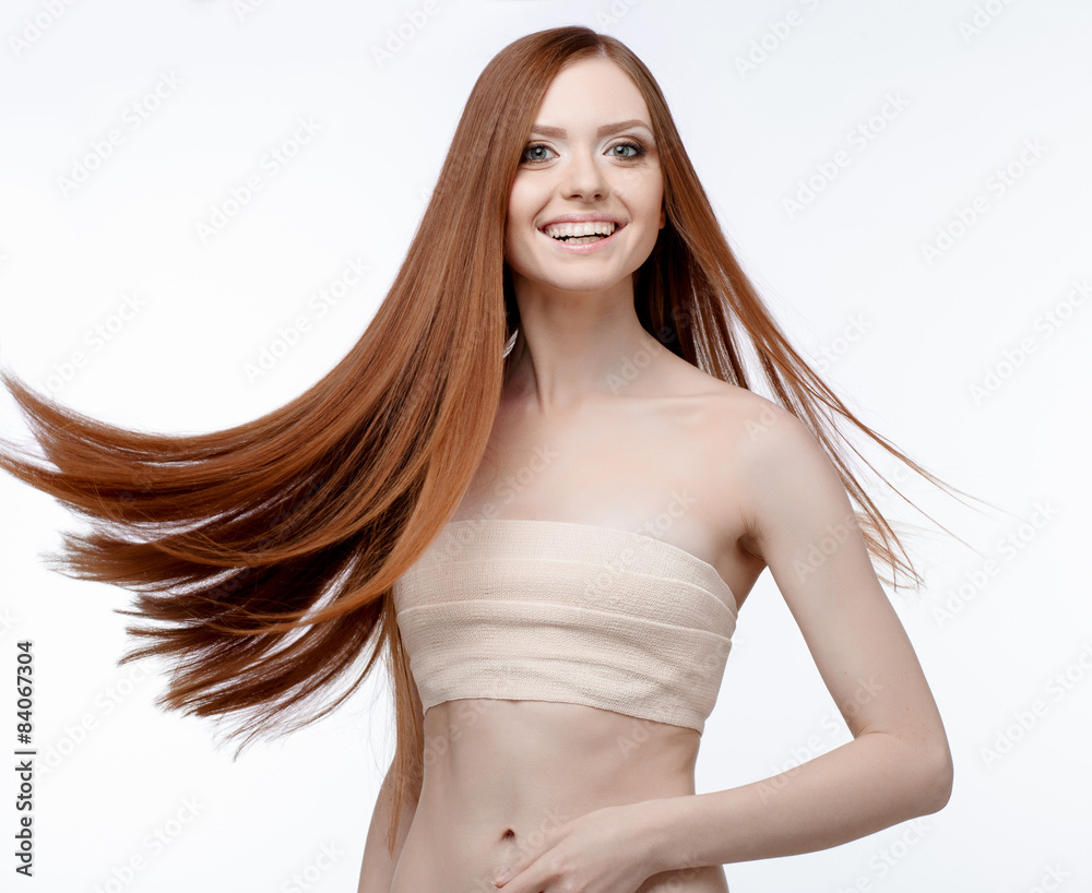 Naklejka premium Beautiful Woman with Clean Fresh Skin 