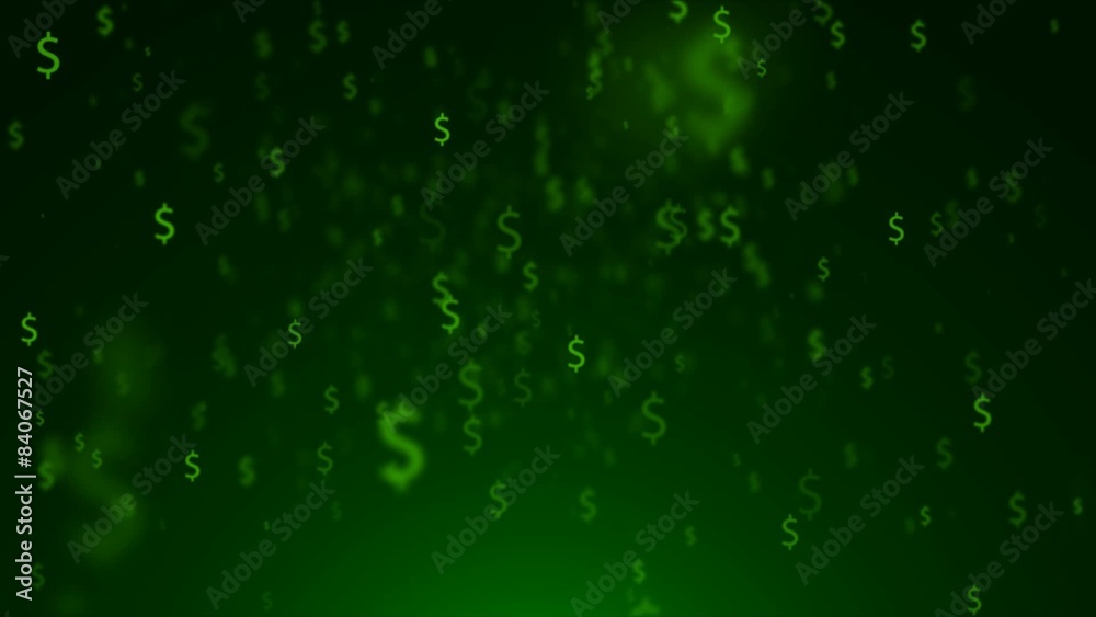 Background of dollar green signs. Flying dollar signs