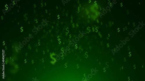 Background of dollar green signs. Flying dollar signs