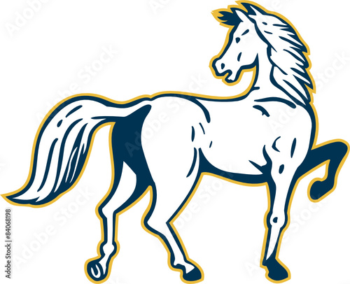 Horse Prancing Rear View Retro