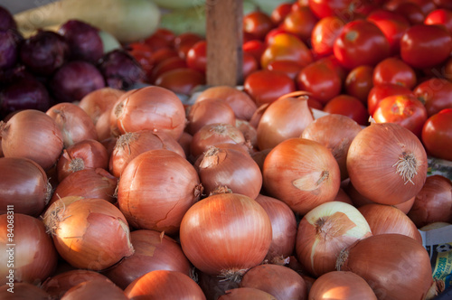 Fresh Onions for Sale in the Market