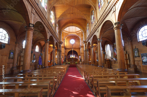 Interior of San Francisco church in Castro, Chiloe island, Chile
