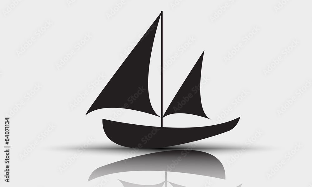 Black sailing boat icon vector. Black sailing boat icon vector.