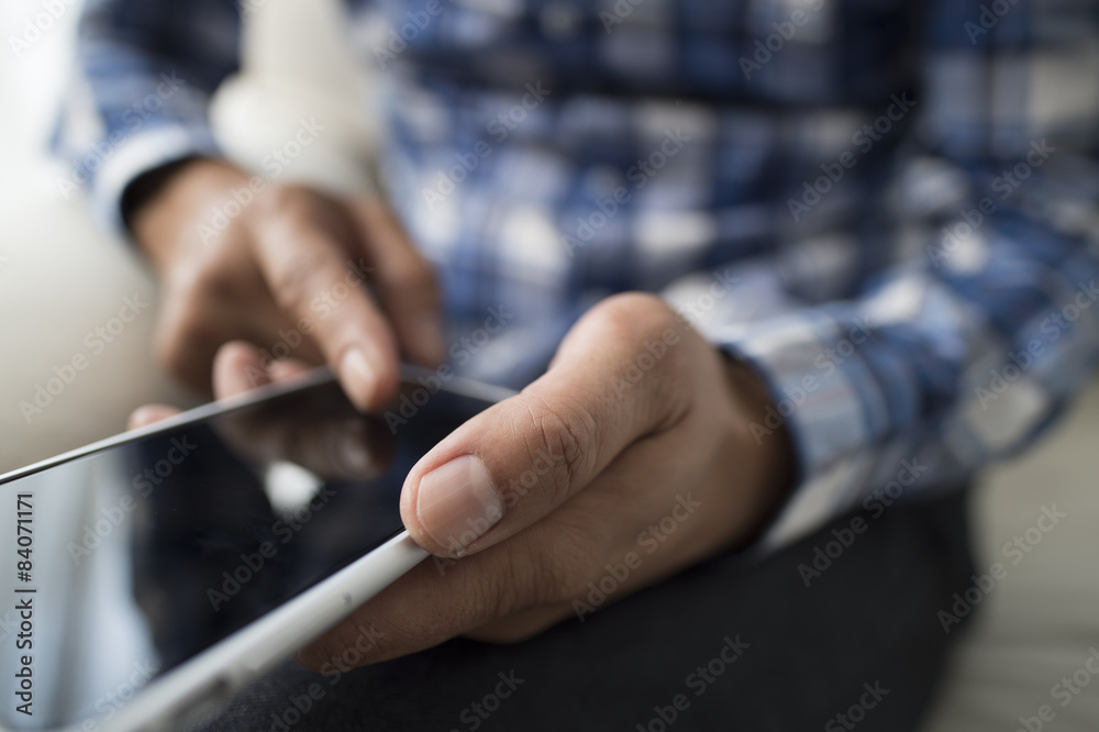 Men are using the latest smartphone Men are using the latest smartphone