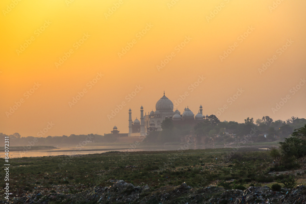 Taj Mahal in the morning mist