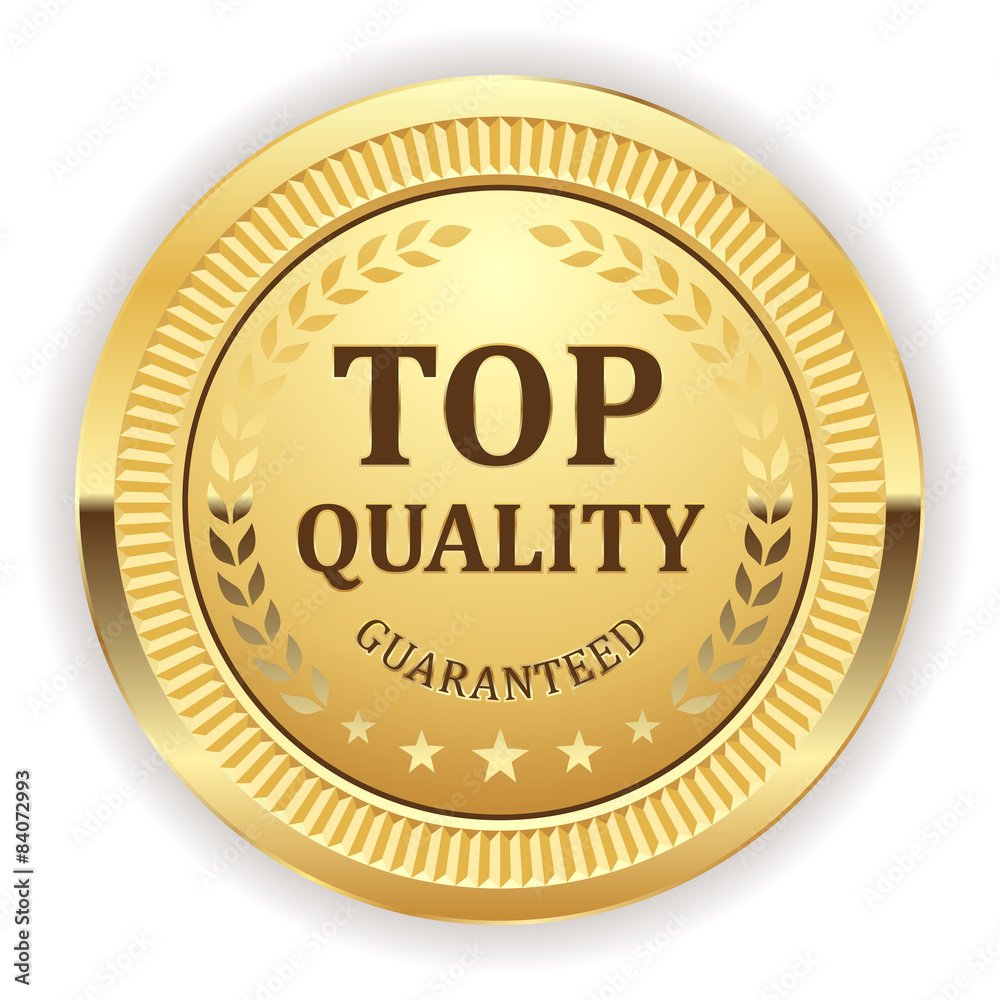 Gold top quality badge on white background Gold top quality badge on white background
