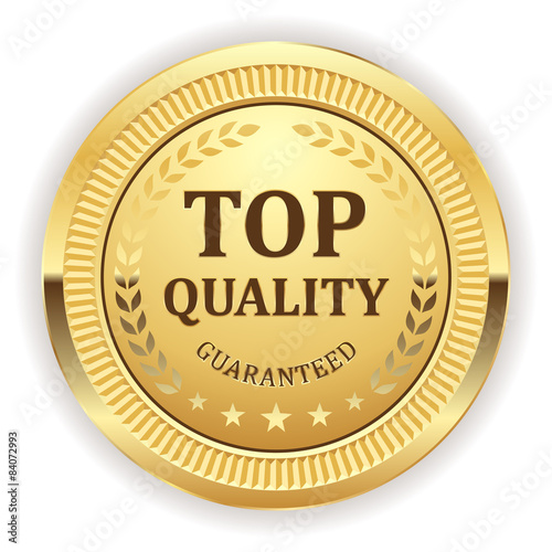 Gold top quality badge on white background