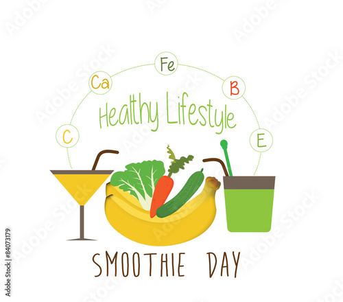 Bright smoothie with fruits and vegetables
