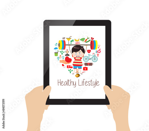 healthy lifestyle online on tablet