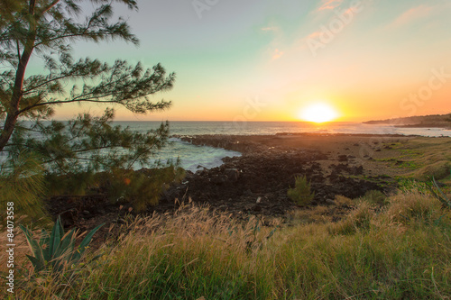 coucher de soleil, côte sud-ouest, île de la Réunion 