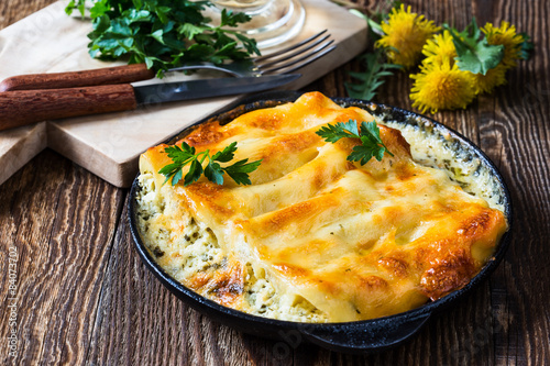 Spinach and cheese cannelloni,  Italian cuisine