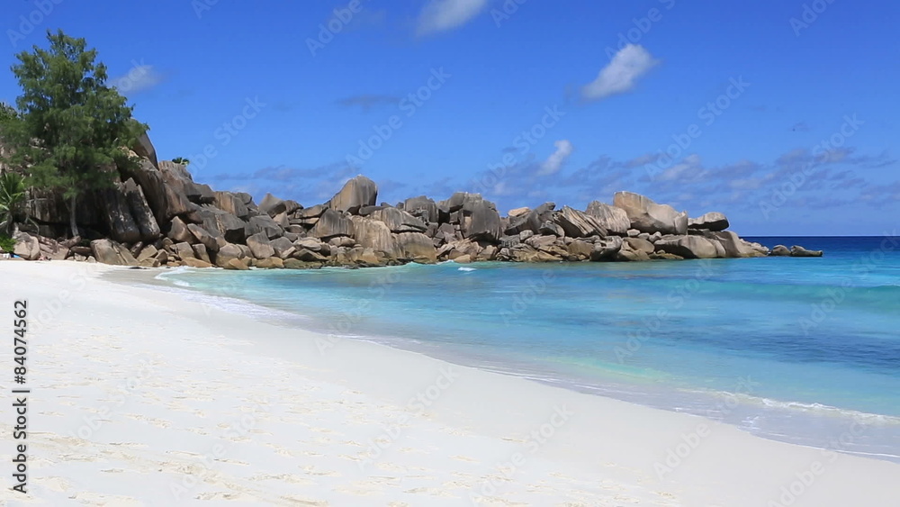 Waves at beautiful beach Grande Anse. 