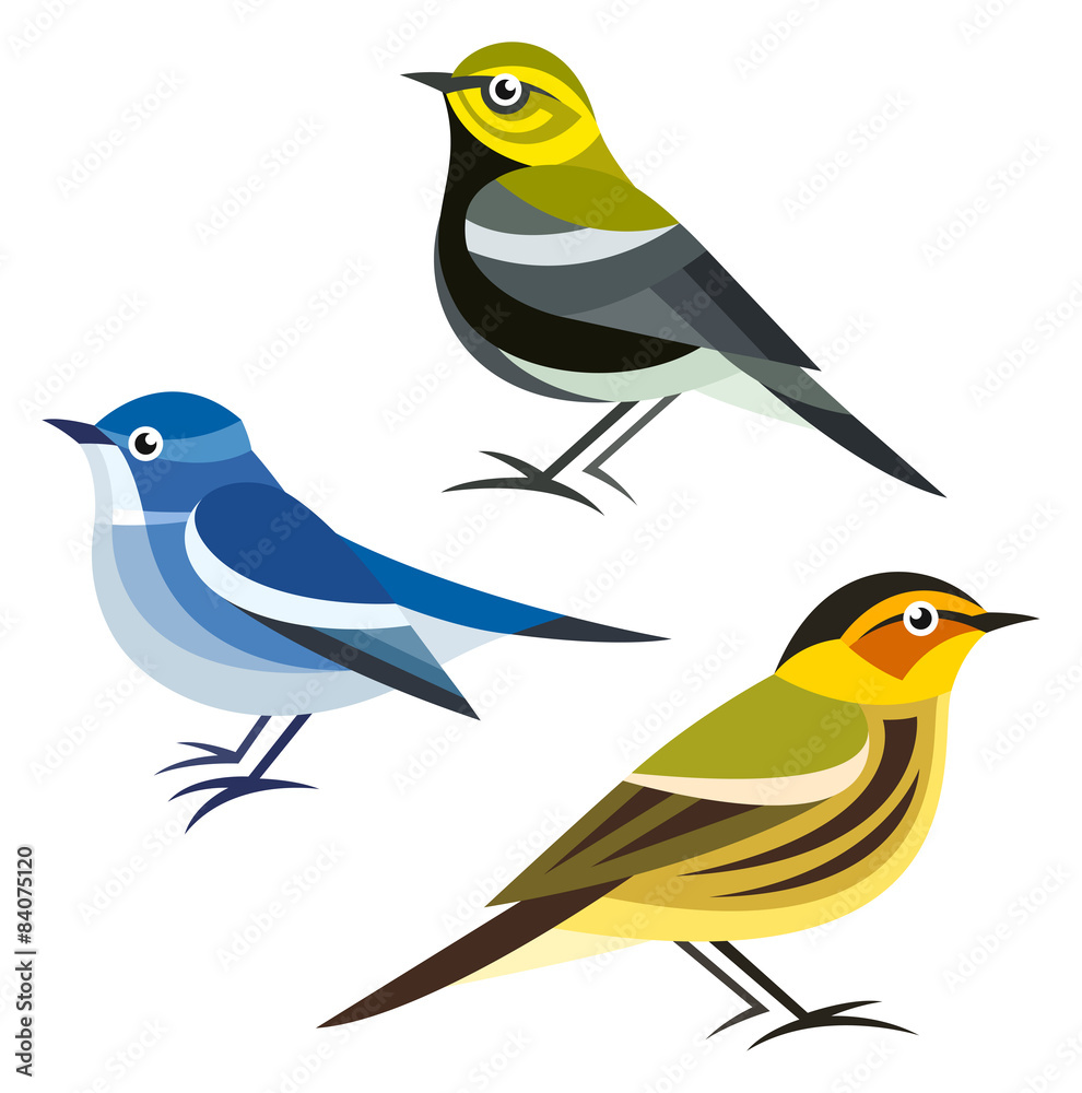 Fototapeta premium Stylized Birds - Warblers