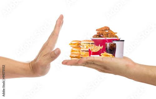Hand refusing junk food