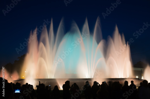 colorful vocal Montjuic fountain in Barcelona