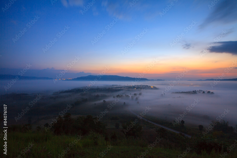 misty morning sunrise in mountain at Khao-kho Phetchabun,Thailan