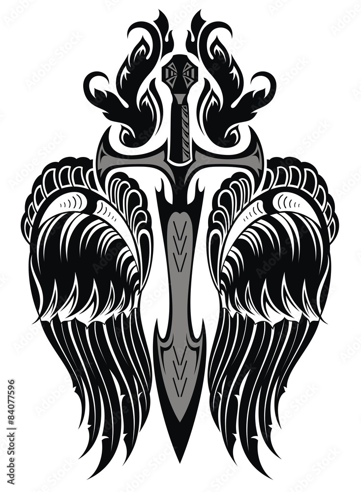 Obraz premium Wings and Sword