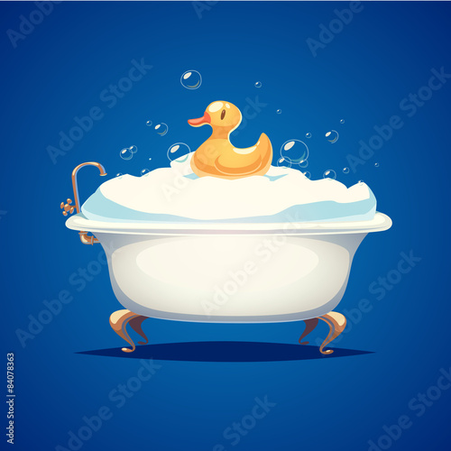 Bathtube and a duck. Isolated object \ background.