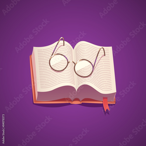 Book and glasses. Isolated object \ background.