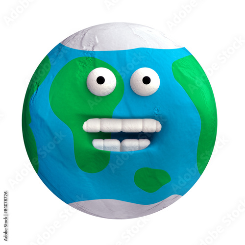 Fototapeta Naklejka Na Ścianę i Meble -  Cartoon funny planet plasticine or clay.