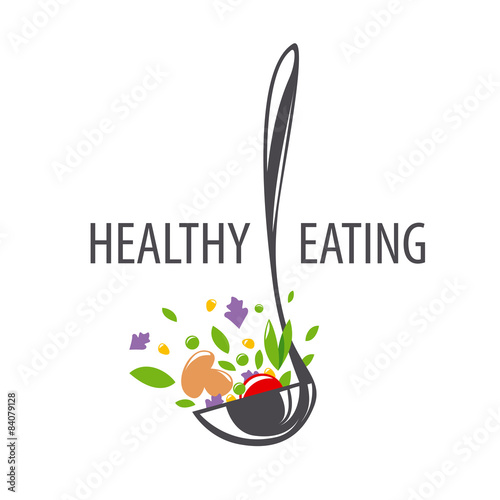 vector logo ladle and vegetables for a healthy diet