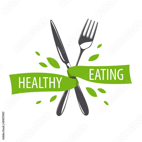 vector logo fork and knife for a healthy diet