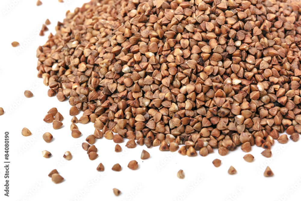 This is Closeup of buckwheat isolated on white. This is Closeup of buckwheat isolated on white.