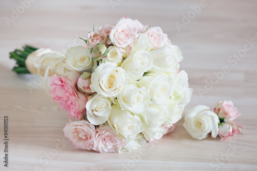 Closeup of Beautiful Bridal Bouquet on floor.