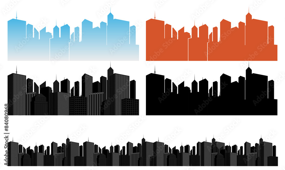 vector city icons set on white
