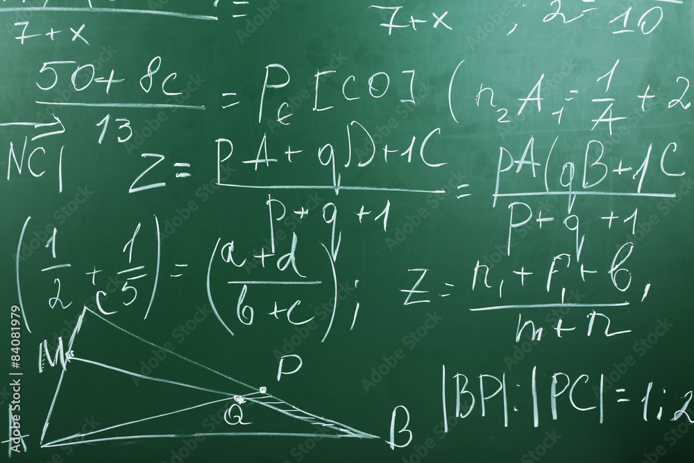 Maths formulas on chalkboard background Maths formulas on chalkboard background