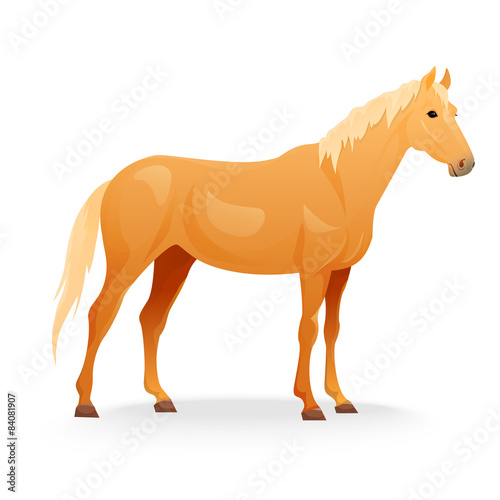Realistic horse with red coat.
