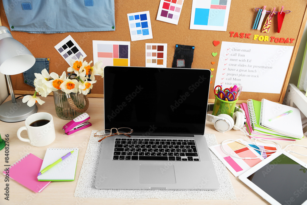 Working place of designer, close-up Working place of designer, close-up