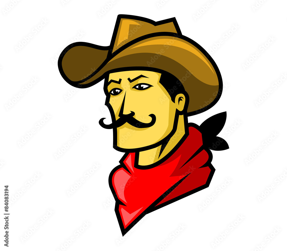 vector illustration of cowboy head 