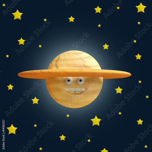 Fototapeta Naklejka Na Ścianę i Meble -  Cartoon funny planet plasticine or clay.