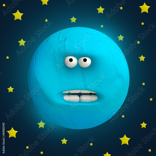 Fototapeta Naklejka Na Ścianę i Meble -  Cartoon funny planet plasticine or clay.