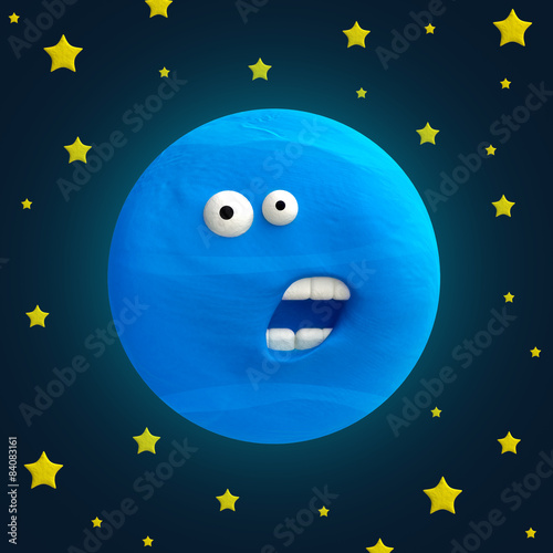 Fototapeta Naklejka Na Ścianę i Meble -  Cartoon funny planet plasticine or clay.