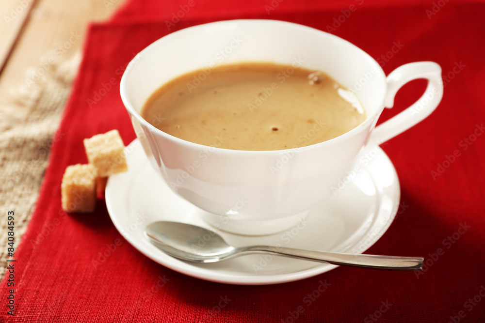 Cup of coffee on table, closeup Cup of coffee on table, closeup
