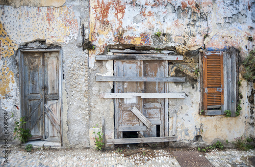 front of an abandoned house Rhodes, Greece. photo