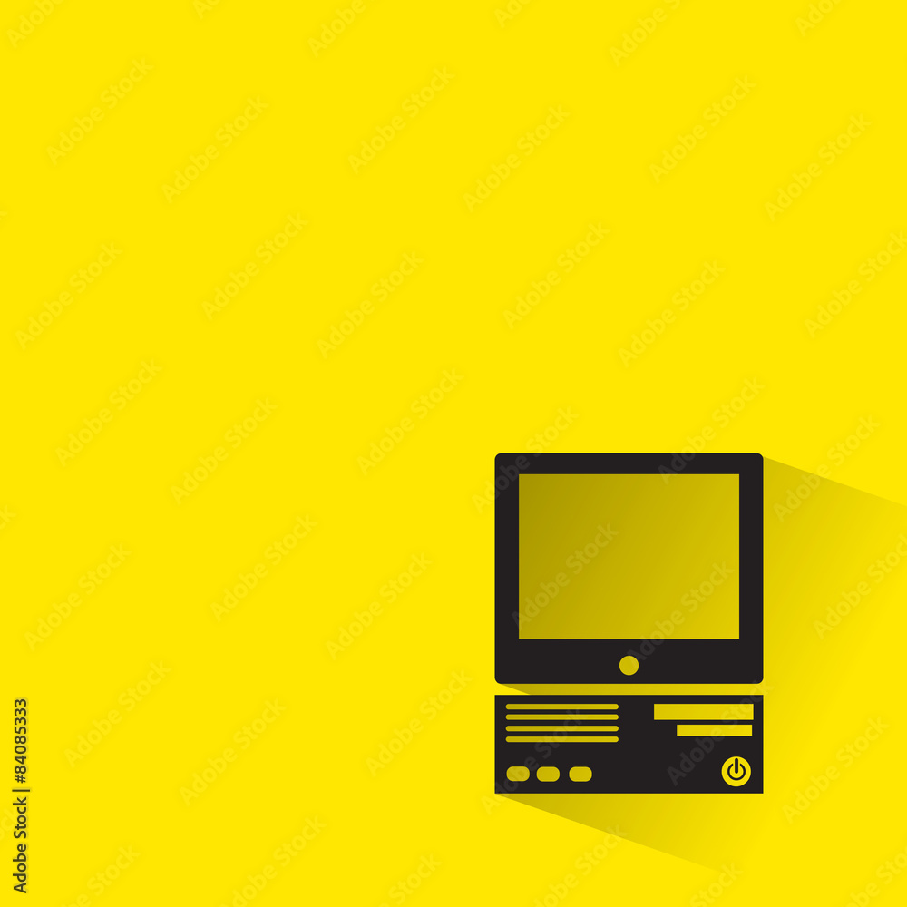 computer monitor icon. Long shadow computer monitor icon. Long shadow