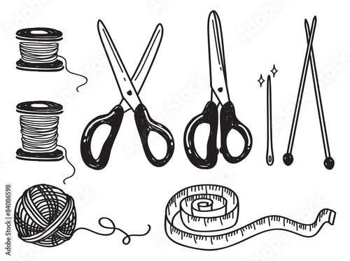 sewing kit doodle