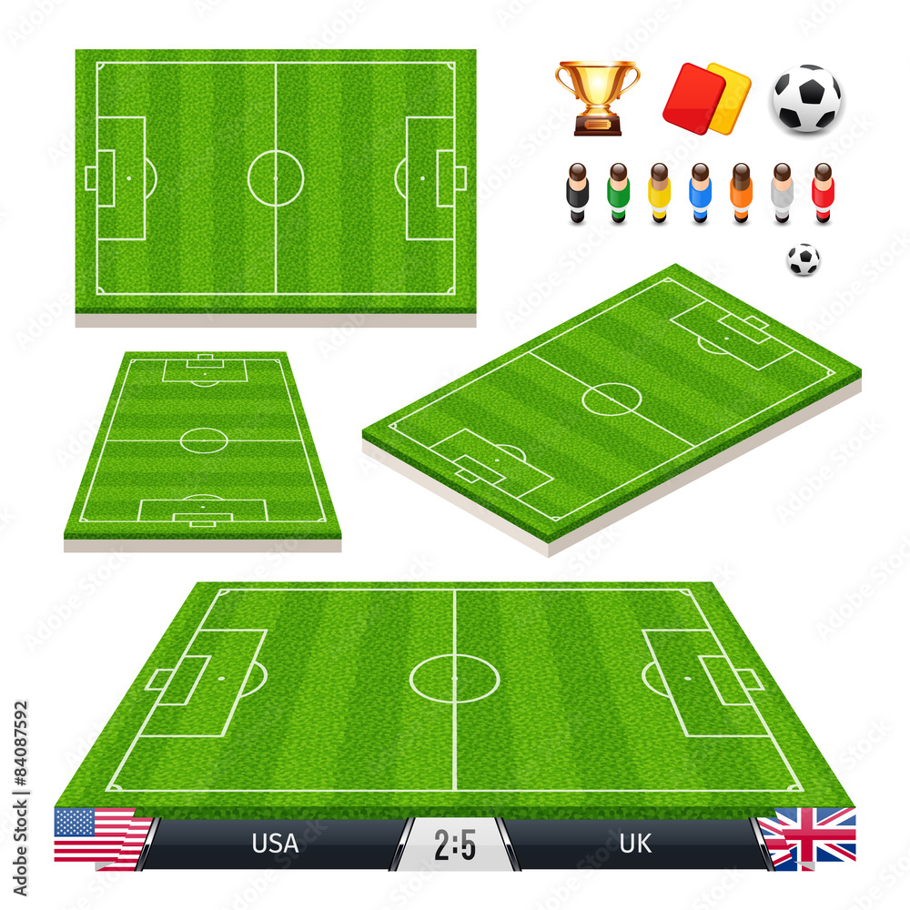 Naklejka premium Vector Illustration set of Soccer Fields in Four Different