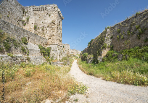 Medieval castle walls on Rhodes, Greece