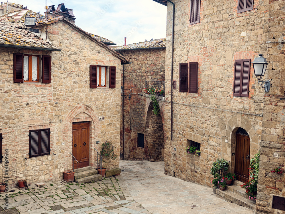 Old medieval small town Monticchiello in Tuscany